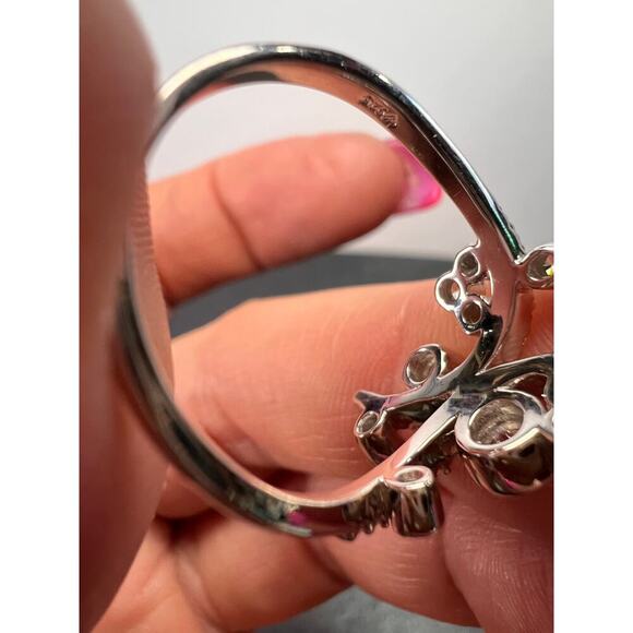 CZ bypass sterling silver bubble cocktail ring size 10 - Picture 8 of 8